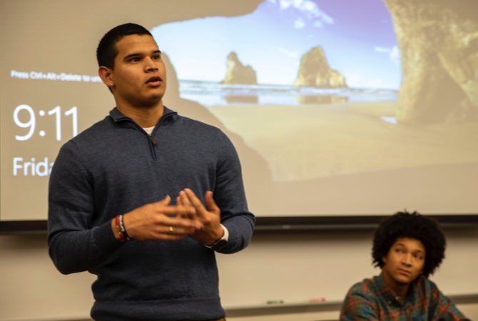 Student speaking in classroom