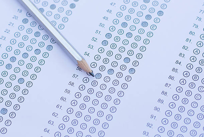 Standardized test scoring sheet